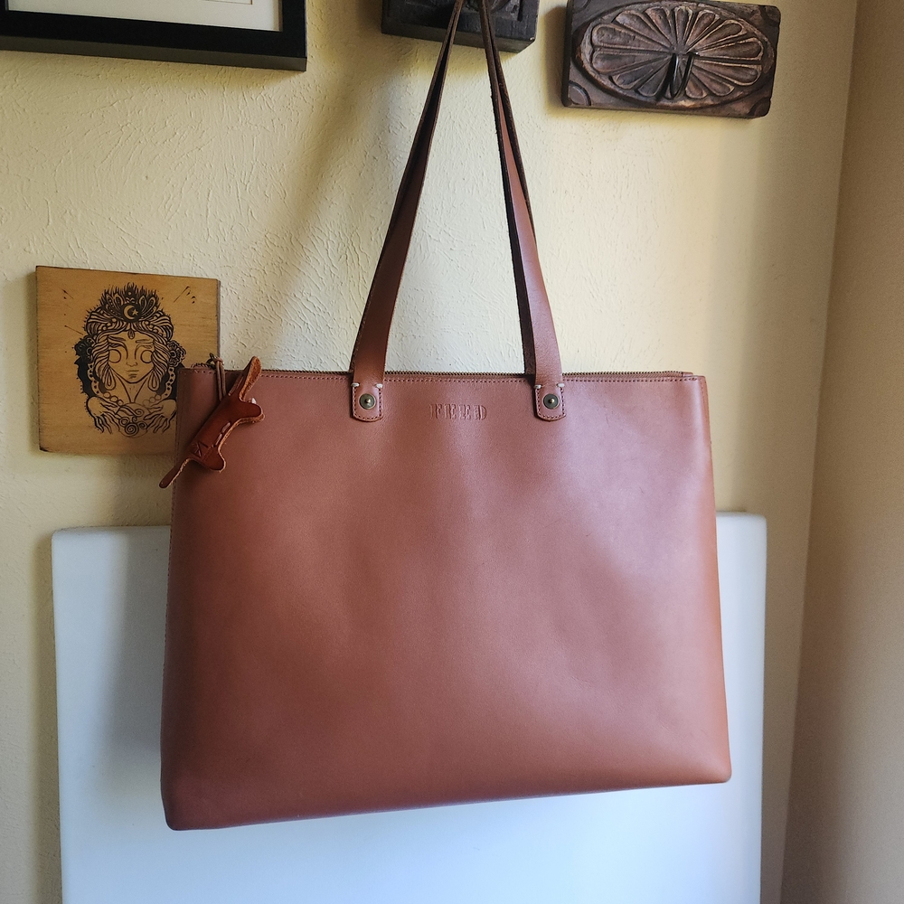 FEED Brown Leather Tote Bag
